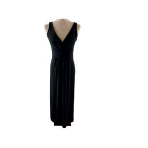 RALPH LAUREN BLACK V-NECK EMPIRE WAIST JERSEY MAXI DRESS - SZ 4